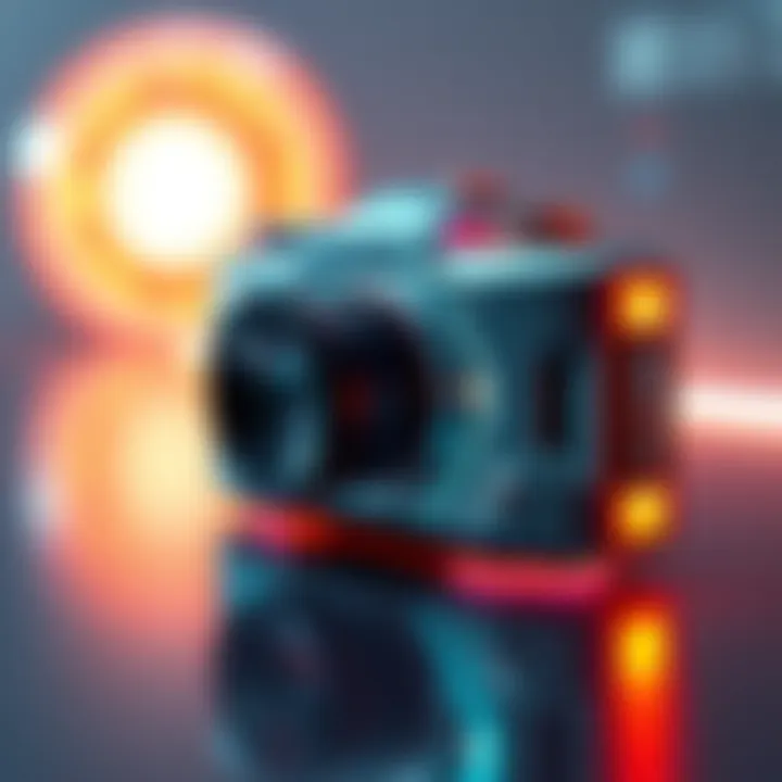 A sleek, futuristic camera inspired by science fiction, showcasing a 3D imaging innovation.