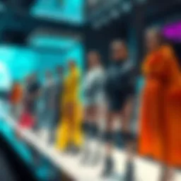 Models showcasing modern clothing designs with innovative materials