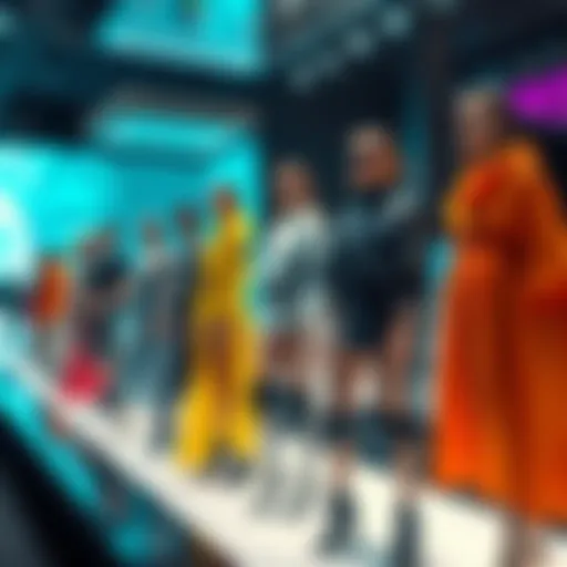 Models showcasing modern clothing designs with innovative materials
