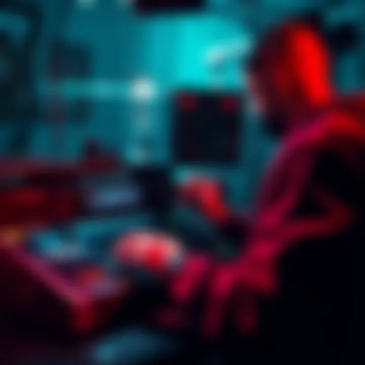 A person adjusting effects in an audio system using FX containers.