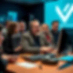 Gabe Newell performing throat singing while sitting at a desk surrounded by intrigued employees at Valve