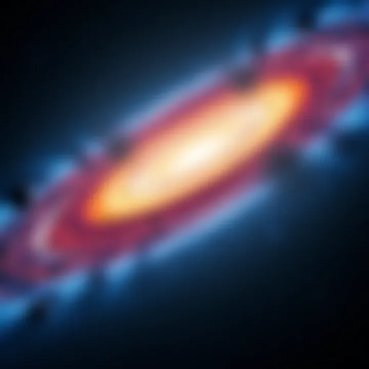 A vast view of galaxy IC1101 showing its massive size and structure, surrounded by smaller galaxies.
