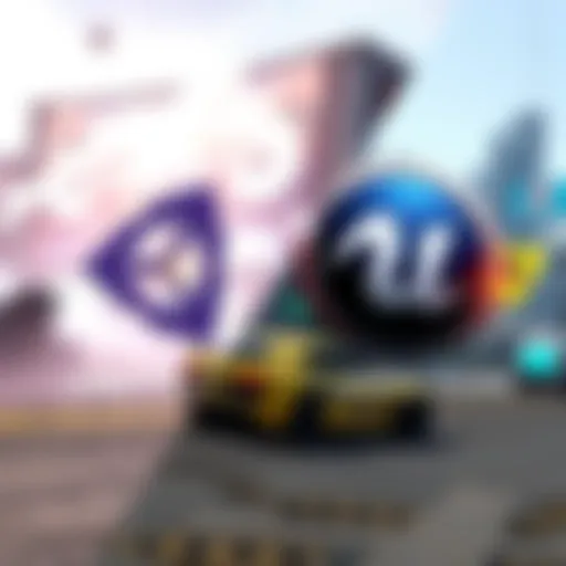 A split-screen image showing Unity and Unreal Engine logos with game assets in the background.