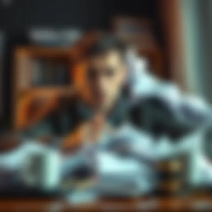 A humorous meme showing a person trying to create a small game, looking frustrated with a big pile of game design papers and coffee cups around them.