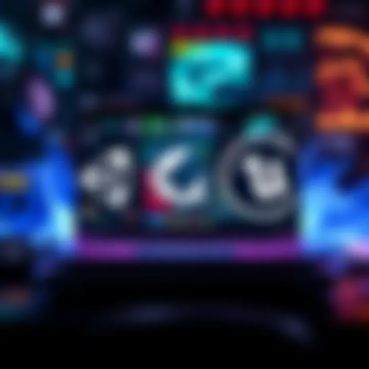 A laptop displaying Unity and Unreal Engine logos with game design elements around it
