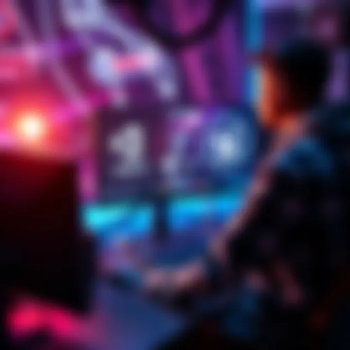 A developer working on a computer, comparing Unity and Unreal Engine 5 on the screen.