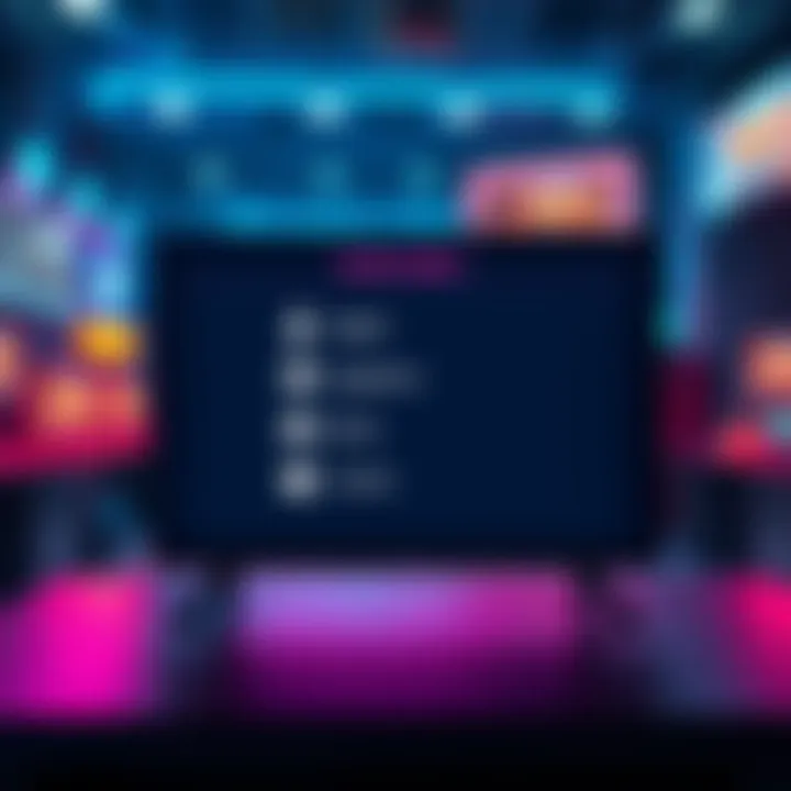 Game Menu Interface A sleek and shiny game menu displaying various options without any gameplay elements in the background.