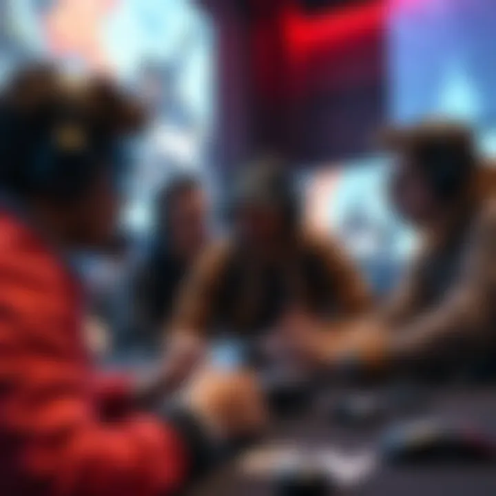 A group of indie game developers discussing feedback after playtesting a game demo