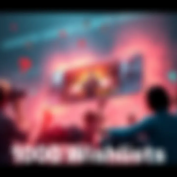 A graphic showing a game announcement with a surge of wishlists, featuring a trailer screenshot and social media icons, representing marketing success.