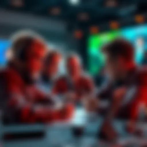 Judges examining game project pitches at a competition