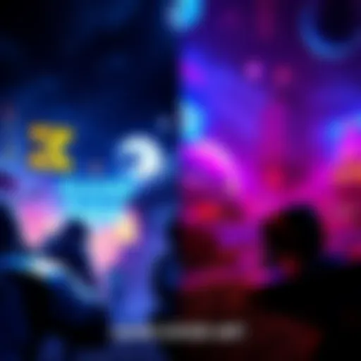 Side-by-side comparison of a vibrant game cover art and the actual in-game scene with different colors and details.