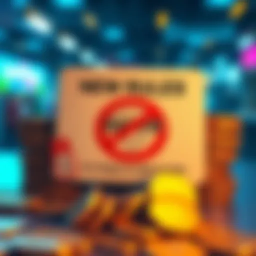 A visual representation of game coins and diamonds with a crossed-out sign showing the new rules on purchases.