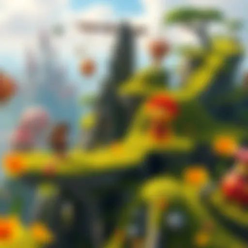 A colorful scene showing characters reminiscent of classic platformer games, exploring a vibrant world filled with whimsical landscapes and engaging challenges.