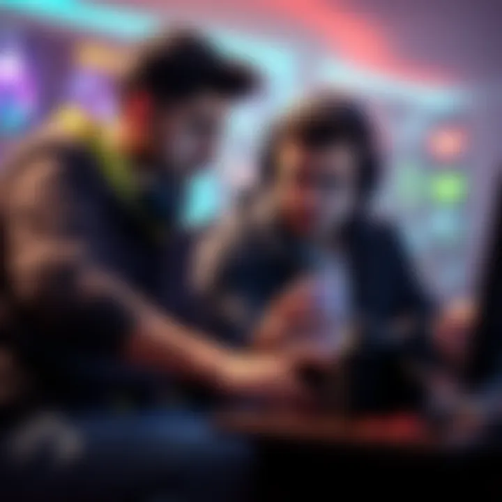 Two game developers brainstorming ideas for a new game