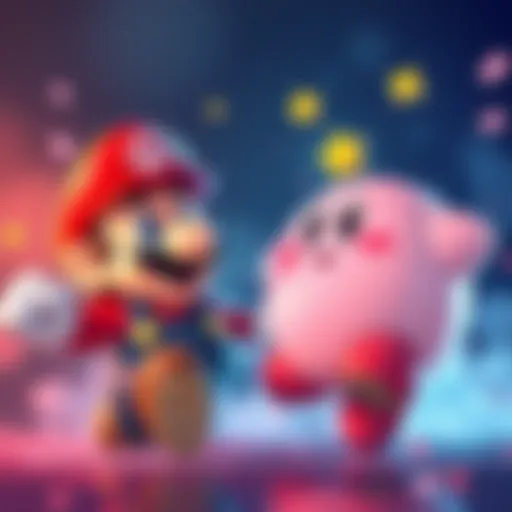 Illustration showing Mario and Kirby using their abilities to turn negative elements into advantages