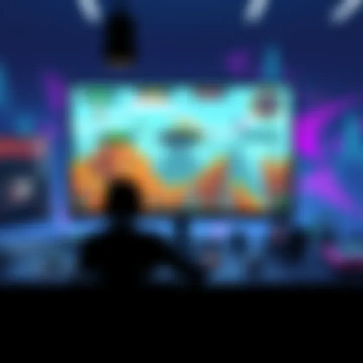 A designer working on a game with various gameplay elements and infinite levels displayed on a screen