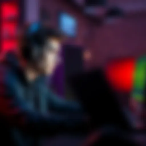 A game developer at their computer, looking stressed while reading negative comments online about using asset packs.