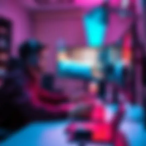 A game developer at a desk, focused on a computer screen showing a bed interaction mechanic for day progression in a video game