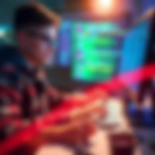 A game developer working on a computer screen, looking at files to remove a Trojan detection issue.