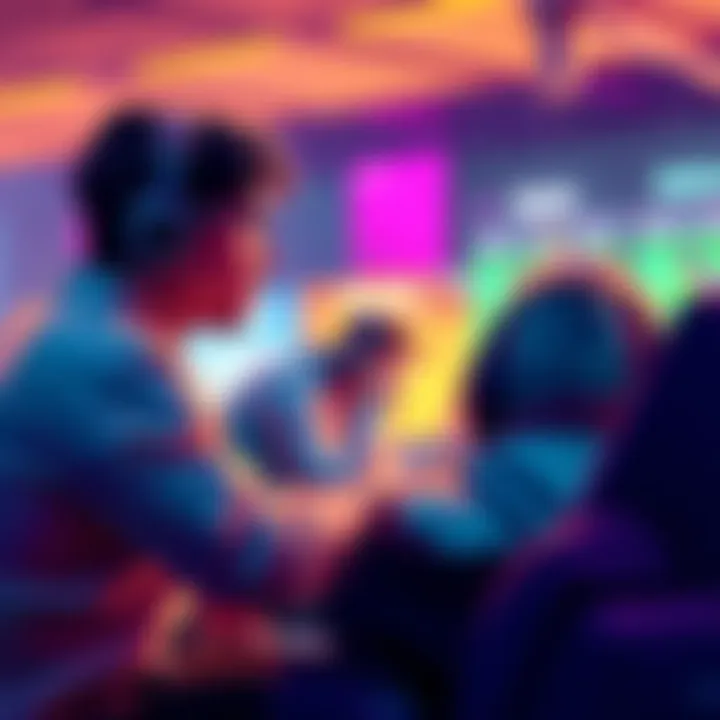 A game developer and influencer in a meeting, discussing a revenue-sharing agreement for game promotion.