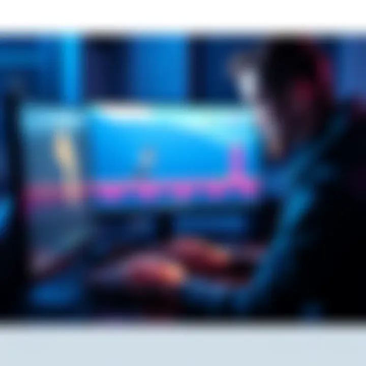 A game developer at a computer, looking stressed while troubleshooting character physics and movement problems in a game. The screen shows a character falling through a platform.