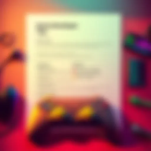 A clean, modern resume layout with game development elements like a controller and code snippets, showcasing skills and projects.