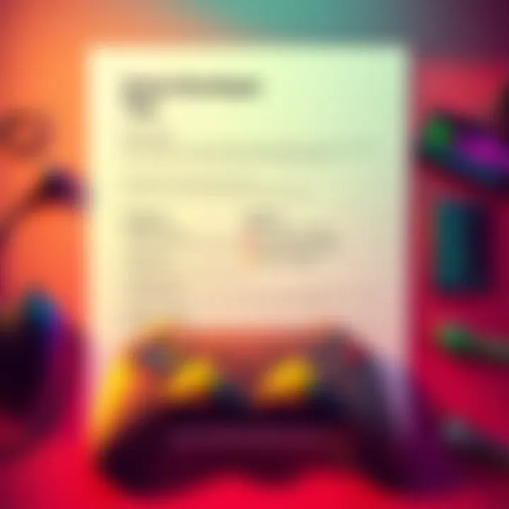 A clean, modern resume layout with game development elements like a controller and code snippets, showcasing skills and projects.