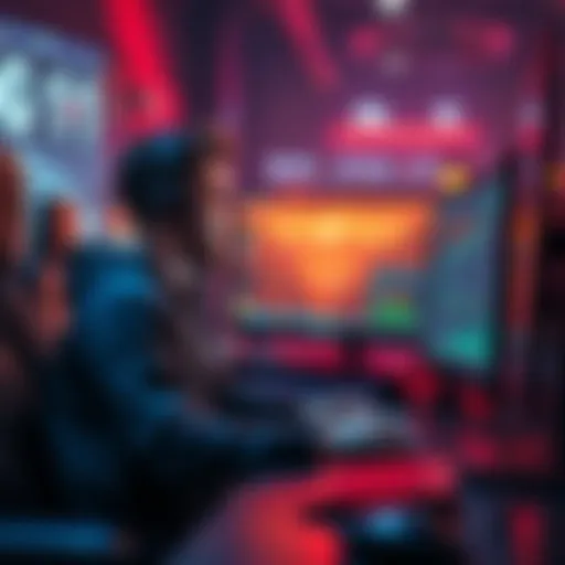 A game developer coding at a computer while analyzing game performance metrics on the screen during early development stages.