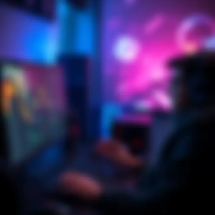 A beginner game developer working on a computer, focused on coding in Unity with game assets on the screen.