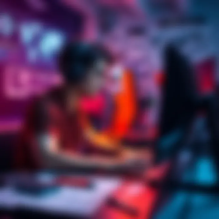 Game developer working on a project A game developer focused on a computer screen, surrounded by design sketches and notes, emphasizing the secretive nature of game development.