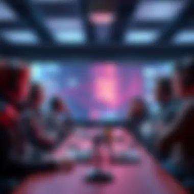 A group of game developers in a meeting room expressing concerns about the role of generative AI in gaming.