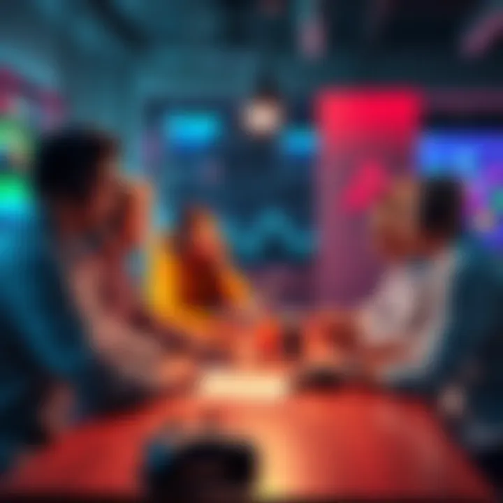 Group of game developers at a table brainstorming about a 4-day work week