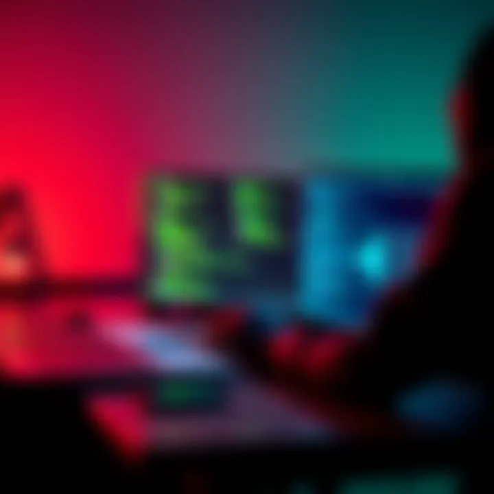 A developer working on a game project using Unity on a laptop running macOS, with code and graphics on the screen.