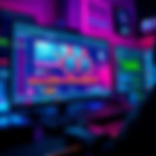A computer screen showing game development software with graphics and coding elements, representing game creation