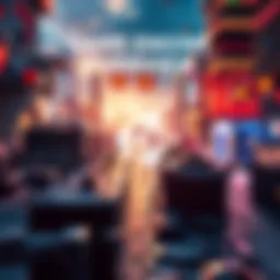 A digital artwork showcasing various game engines with a focus on Unity, set against a background of detailed game environments and simulations, highlighting complex object behaviors.