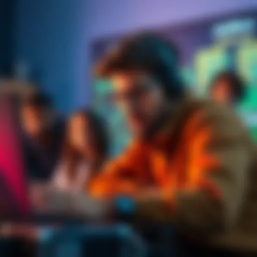 An instructor teaching game engine mechanics to a diverse group of beginners online