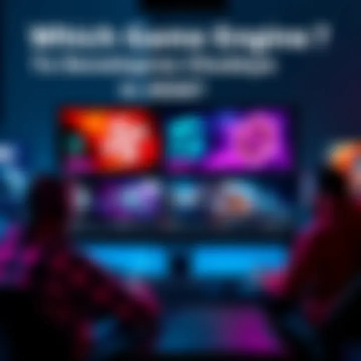 Different game engines displayed on a computer screen with developers discussing their features