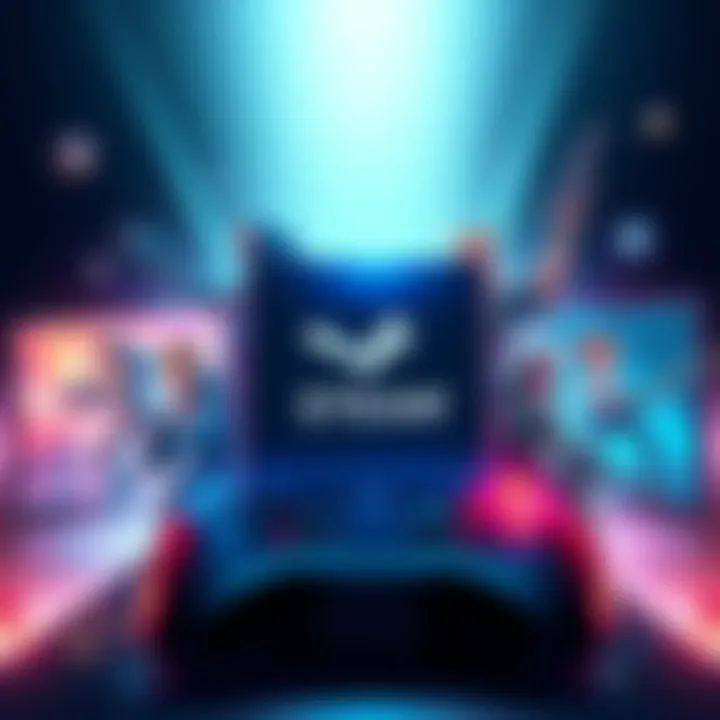 A colorful graphic showcasing a new video game release on Steam, featuring game characters and the Steam logo
