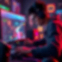 A game developer adjusting settings on a computer to improve game feel with sound effects and visual tweaks.