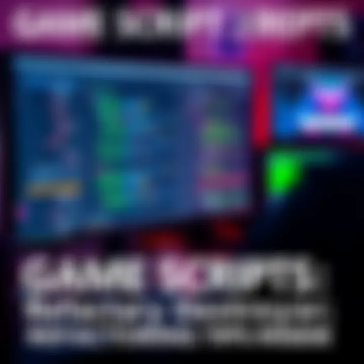 A person organizing game scripts on a computer screen, showing code and graphics related to Galaxy Destroyer.