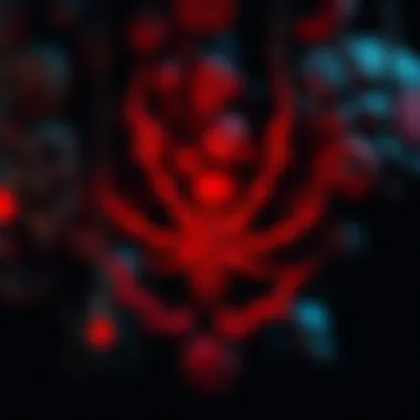 A 3D representation of game textures featuring retro horror elements, showing dark colors and spooky designs.