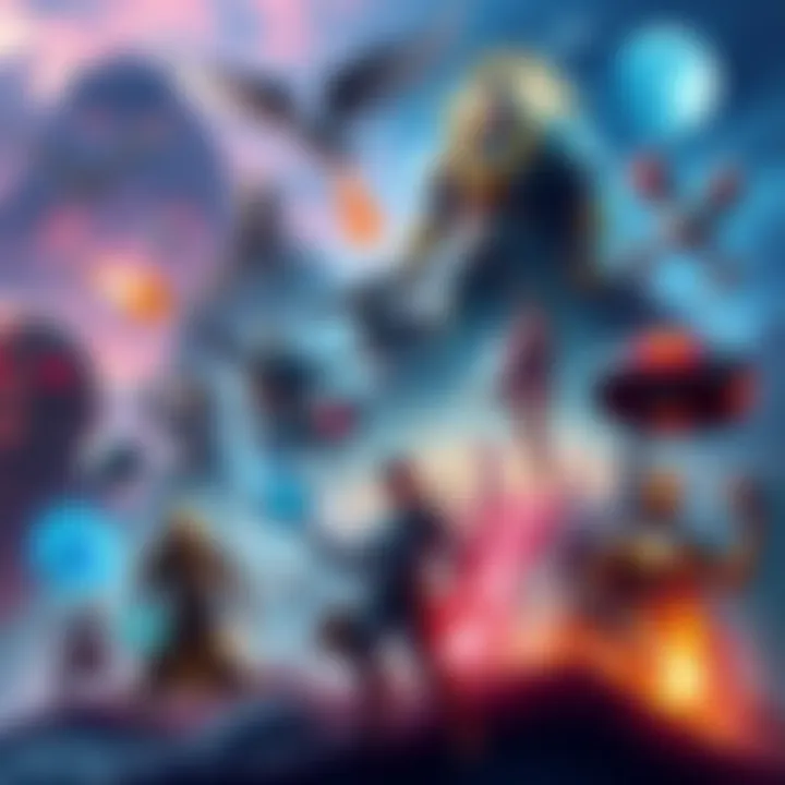 A collection of game assets showing various characters and environments that match a unified visual style