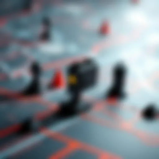 A game unit skillfully moving around static obstacles on a map grid, demonstrating efficient pathfinding techniques.