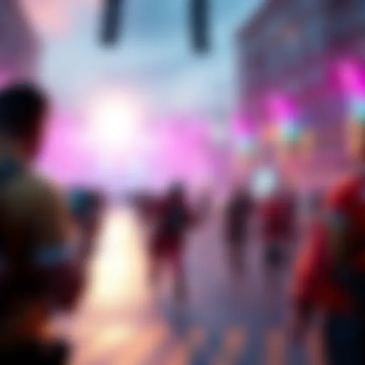 A vibrant scene showing the new game's improved visuals with players discussing camera mechanics and color changes.