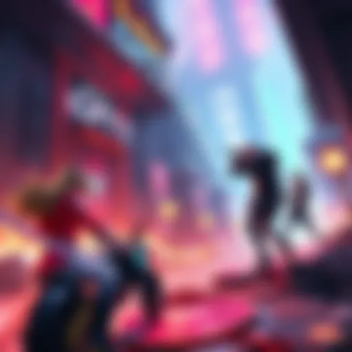 A vibrant and detailed gameplay scene showcasing advanced graphics in INB4 GPT 7, featuring dynamic environments and characters engaging in action.