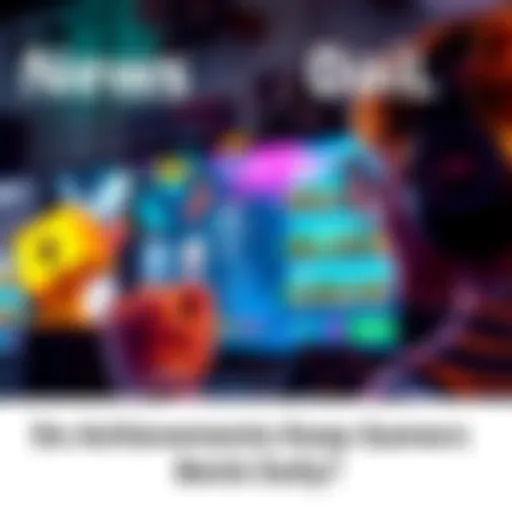 Gamer checking achievements on screen A gamer looking at a video game screen displaying achievements, showing excitement and focus