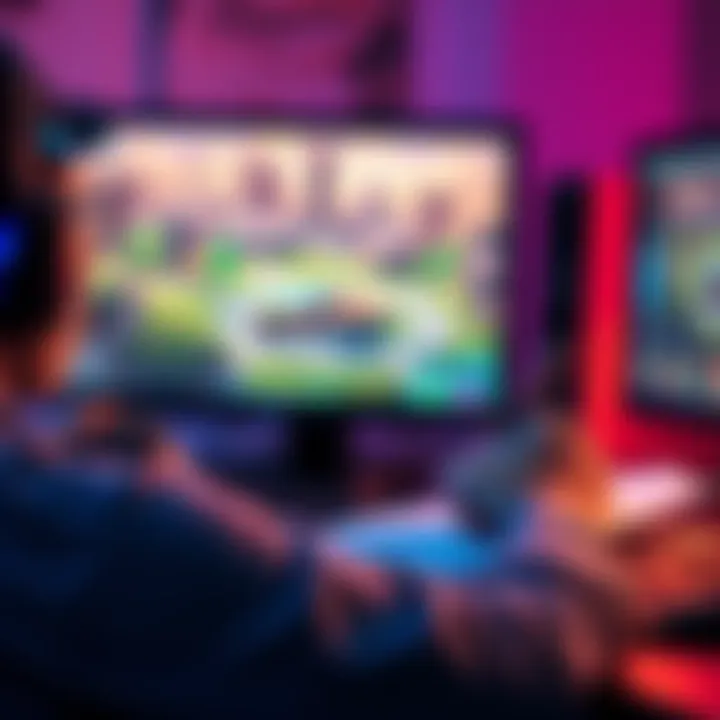 Gamer writing notes while playing an open world game on a computer, illustrating the need for in-game note taking features.