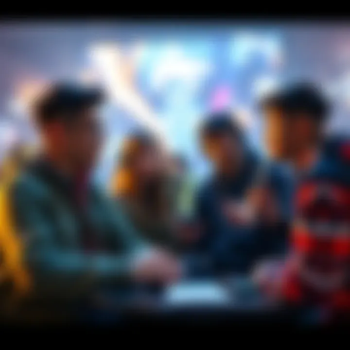 Gamers discussing niche gaming audiences A diverse group of gamers engaging in a discussion about focusing on specific audiences for game design