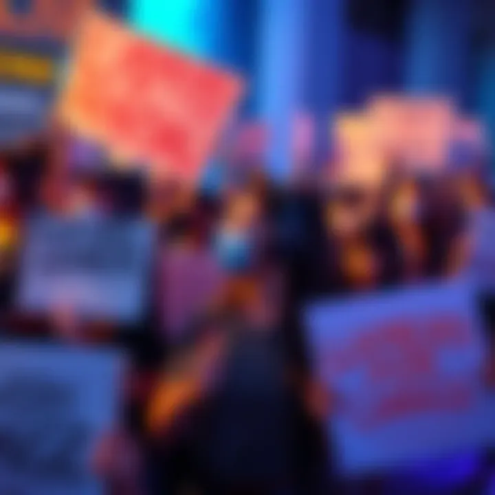 A group of gamers holding signs demanding better game development and improvements, showcasing their passion and unity.