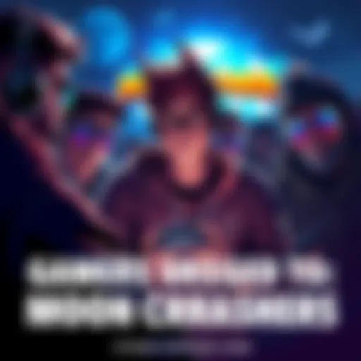 A group of gamers discussing the removal of Moon Crashers from Steam, with one person holding a game controller and looking concerned